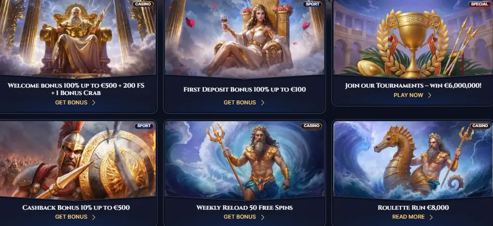 Cazeus casino bonuses