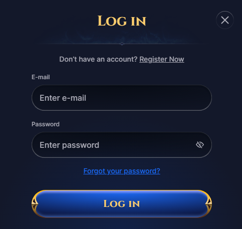 Cazeus casino login form