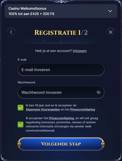 Cazeus Registratie