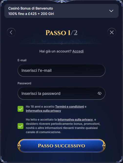 Cazeus Registrazione