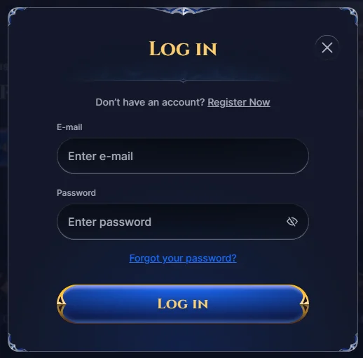 Cazeus casino login form